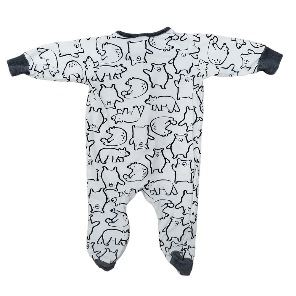 Gerber Baby White Polar Bear Print Long Sleeve Footie Pajama Playsuit Size 0-3M‎ - Picture 3 of 4